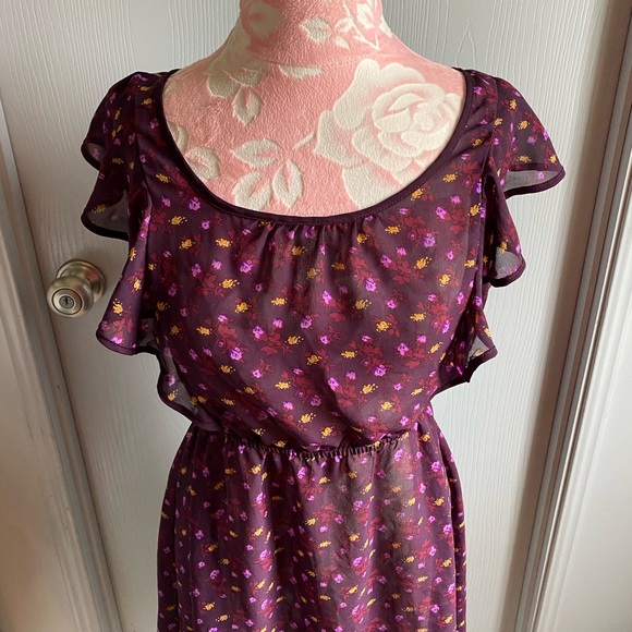 Sheer Purple Floral Dress - Picture 2 of 7
